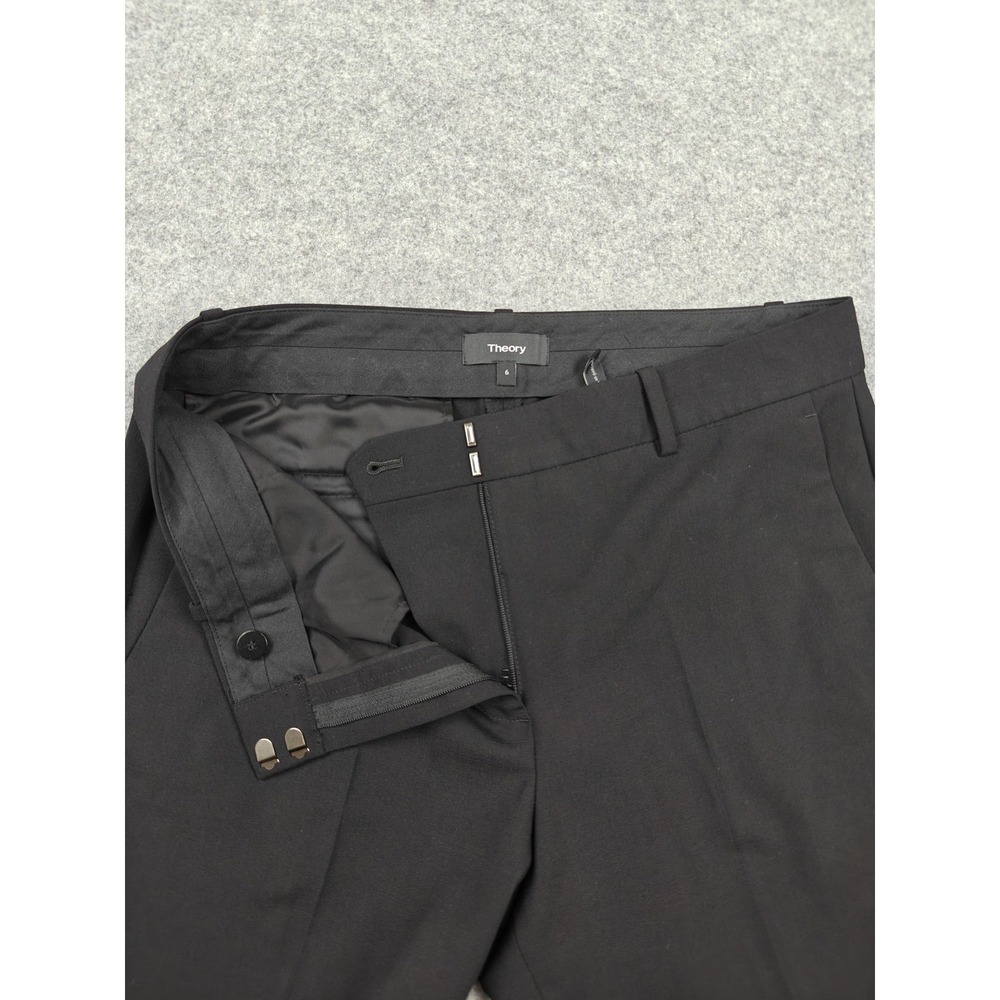 Theory Pants Womens 6 Black Wool Twill Slim Lined Dress Career Testra Sevona - Picture 2 of 10